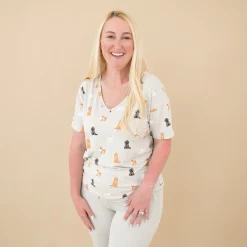 Kyte Baby Women’s Relaxed Fit V-Neck in Fluffy Dog