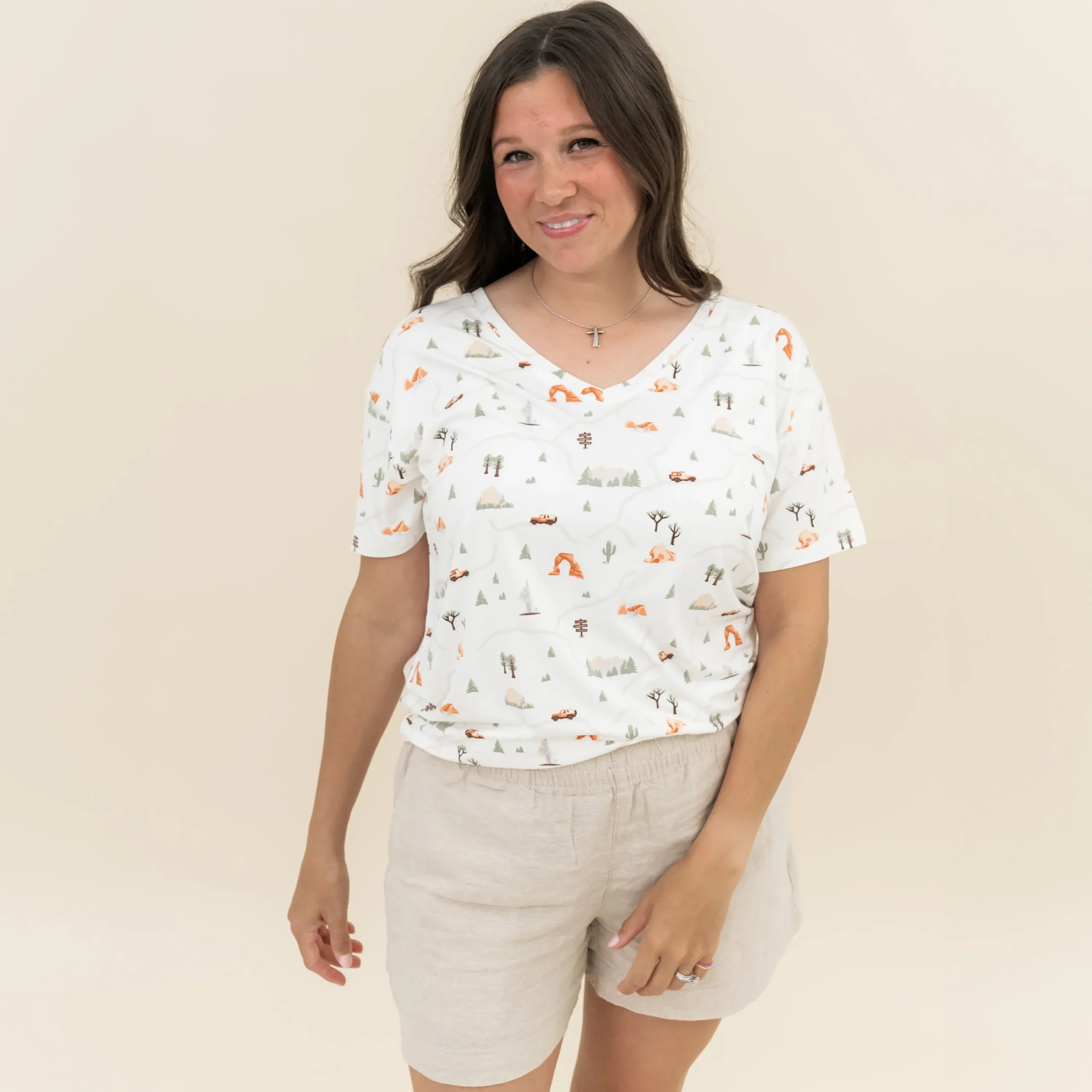 Kyte Baby Women's Relaxed Fit V-Neck in Road Trip