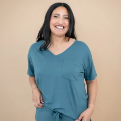Kyte Baby Women’s Relaxed Fit V-Neck in Atlantic Hot