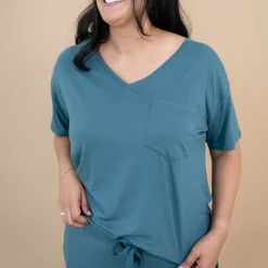 Kyte Baby Women’s Relaxed Fit V-Neck in Atlantic Hot