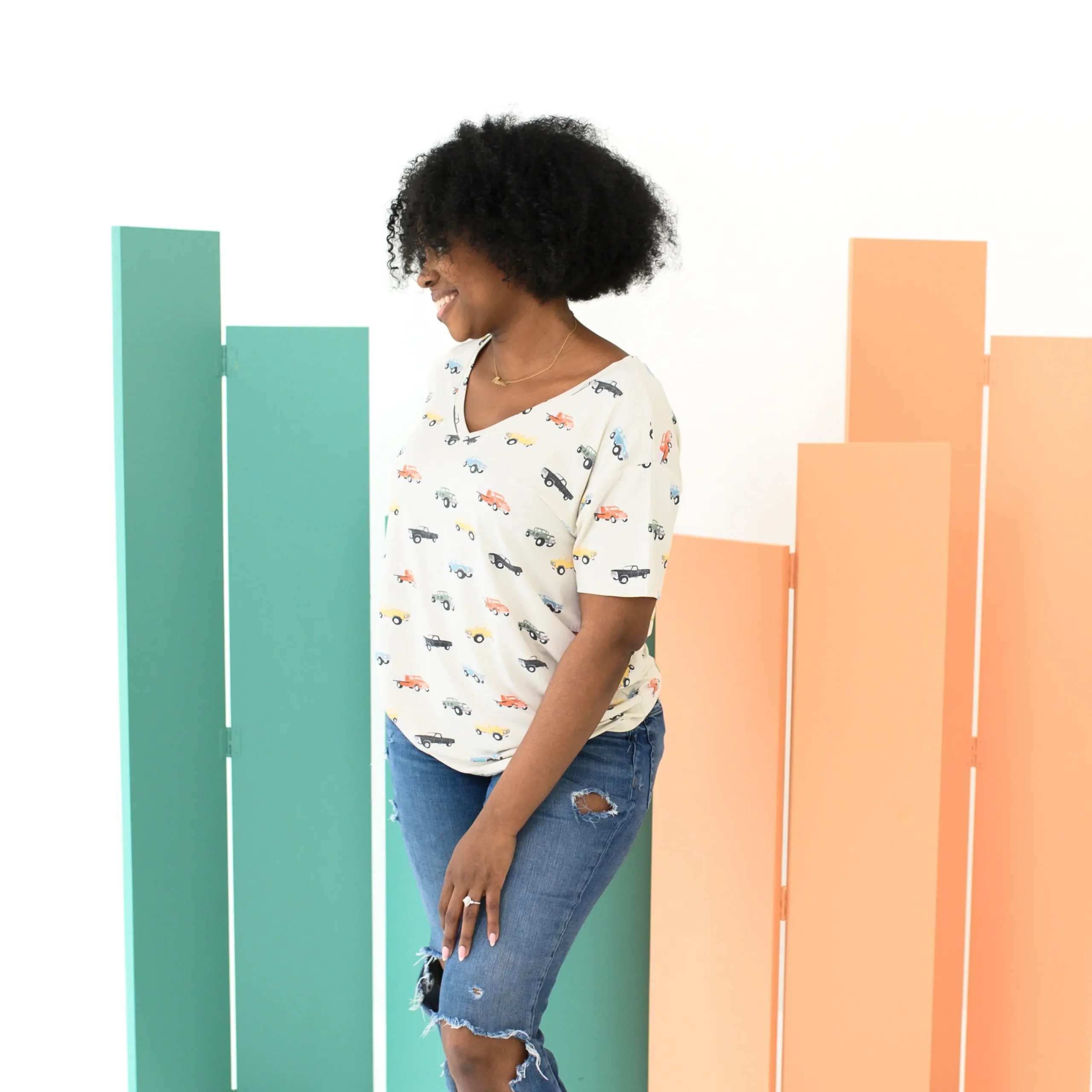 Kyte Baby Women’s Relaxed Fit V-Neck in Vintage Truck Sale