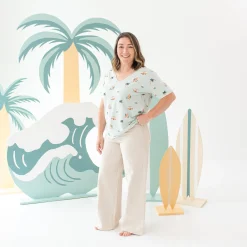Kyte Baby Women's Relaxed Fit V-Neck in Dew Surf Discount