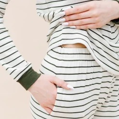Kyte Baby Women’s Ribbed Henley Set in Fir Stripe Sale