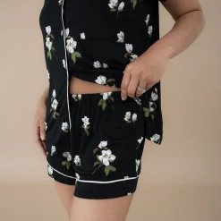 Kyte Baby Women’s Short Sleeve Pajama Set in Big Midnight Magnolia Discount