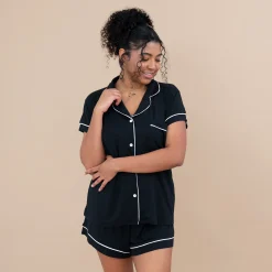 Kyte Baby Women’s Short Sleeve Pajama Set in Midnight with Cloud Trim New