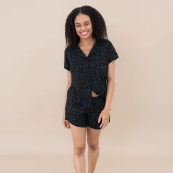 Kyte Baby Women’s Short Sleeve Pajama Set in Midnight Leopard