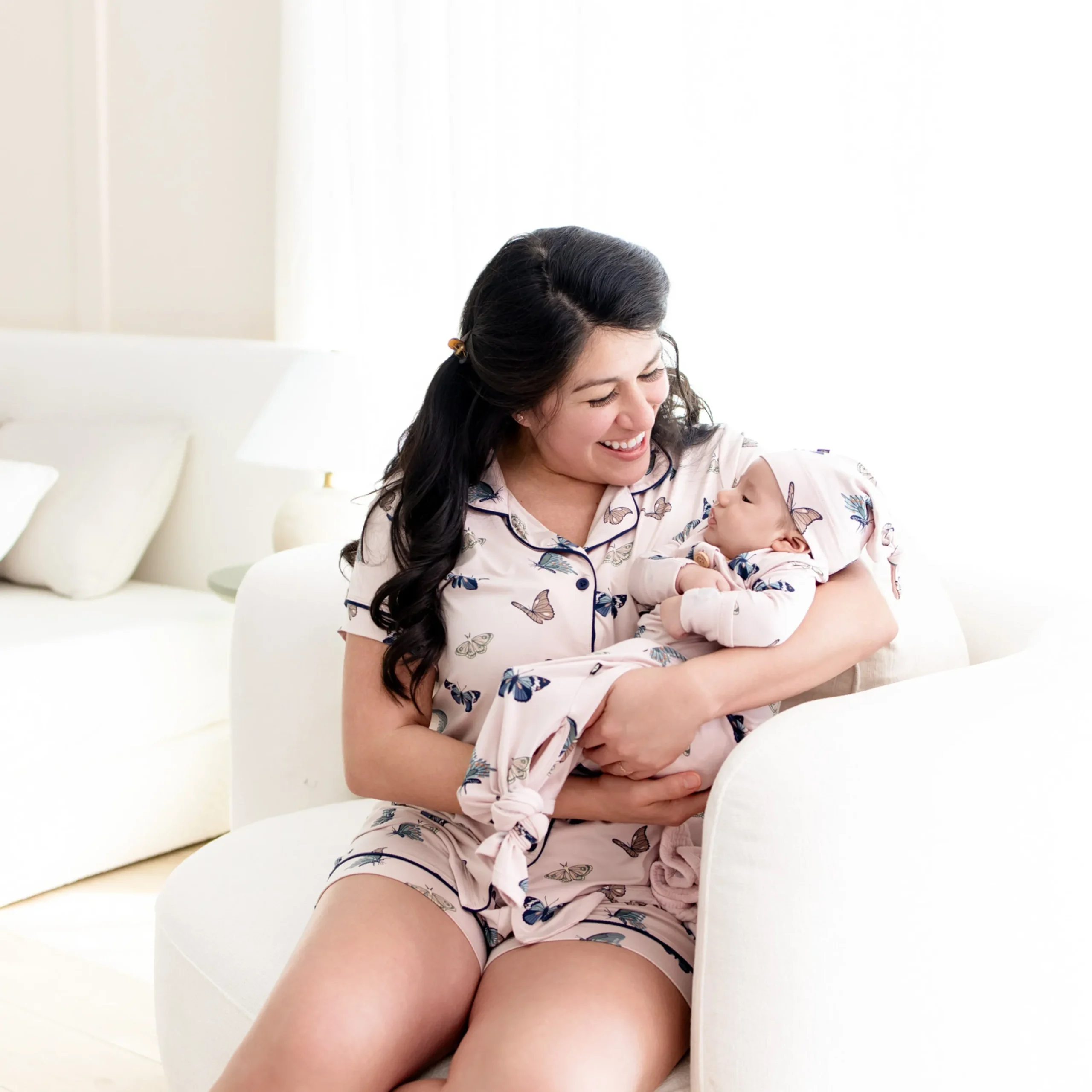 Kyte Baby Women’s Short Sleeve Pajama Set in Blush Butterfly Outlet