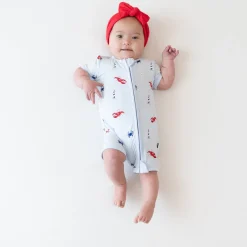 Kyte Baby Zipper Shortall Romper in Harbor