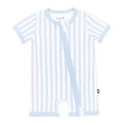 Kyte Baby Zipper Shortall Romper in Small Mist Stripe Best