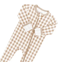 Kyte Baby Zippered Footie in Gingham Bisque Discount