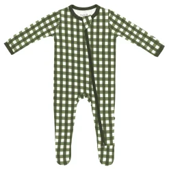 Kyte Baby Zippered Footie in Gingham Fir Hot