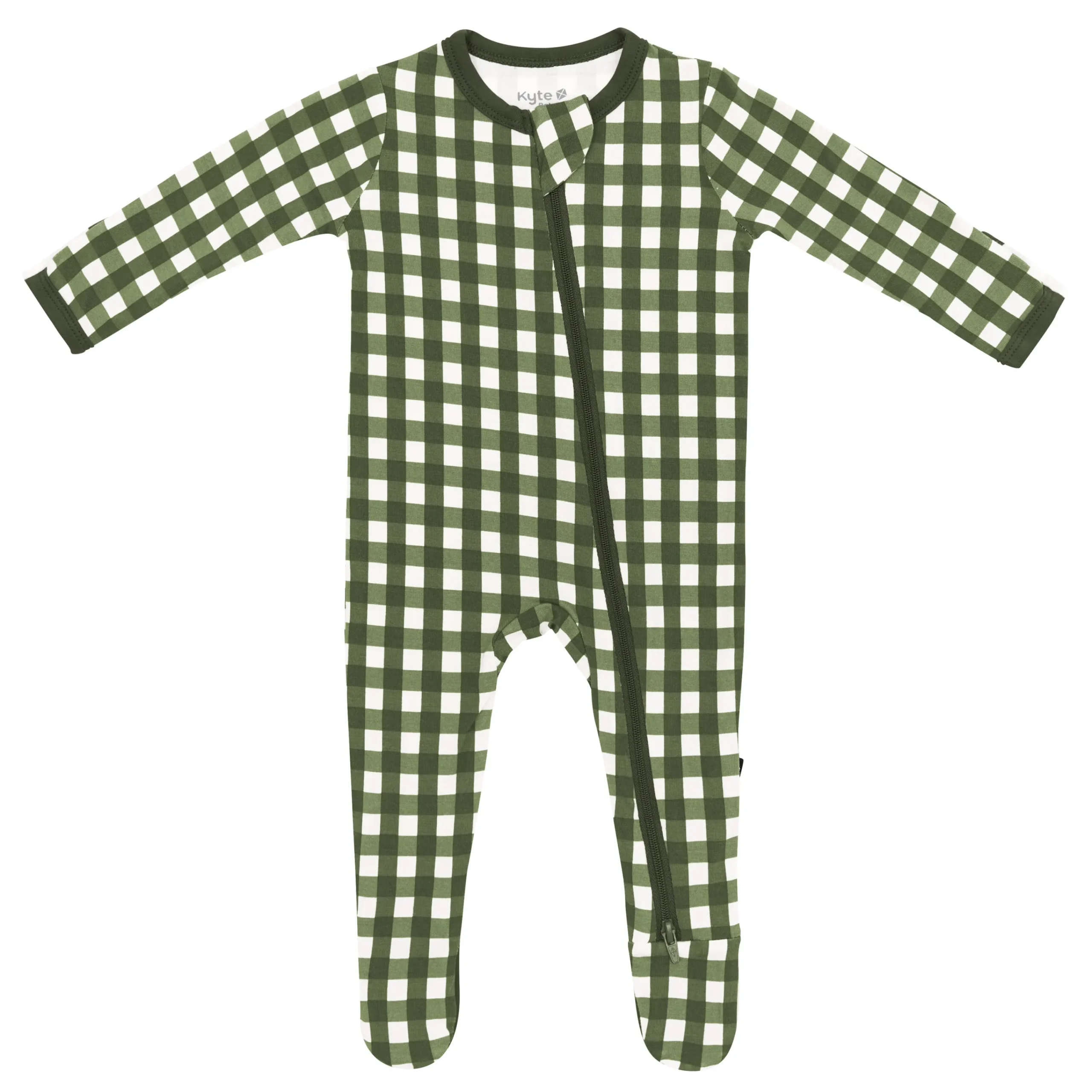Kyte Baby Zippered Footie in Gingham Fir Hot
