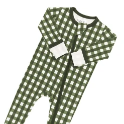 Kyte Baby Zippered Footie in Gingham Fir Hot