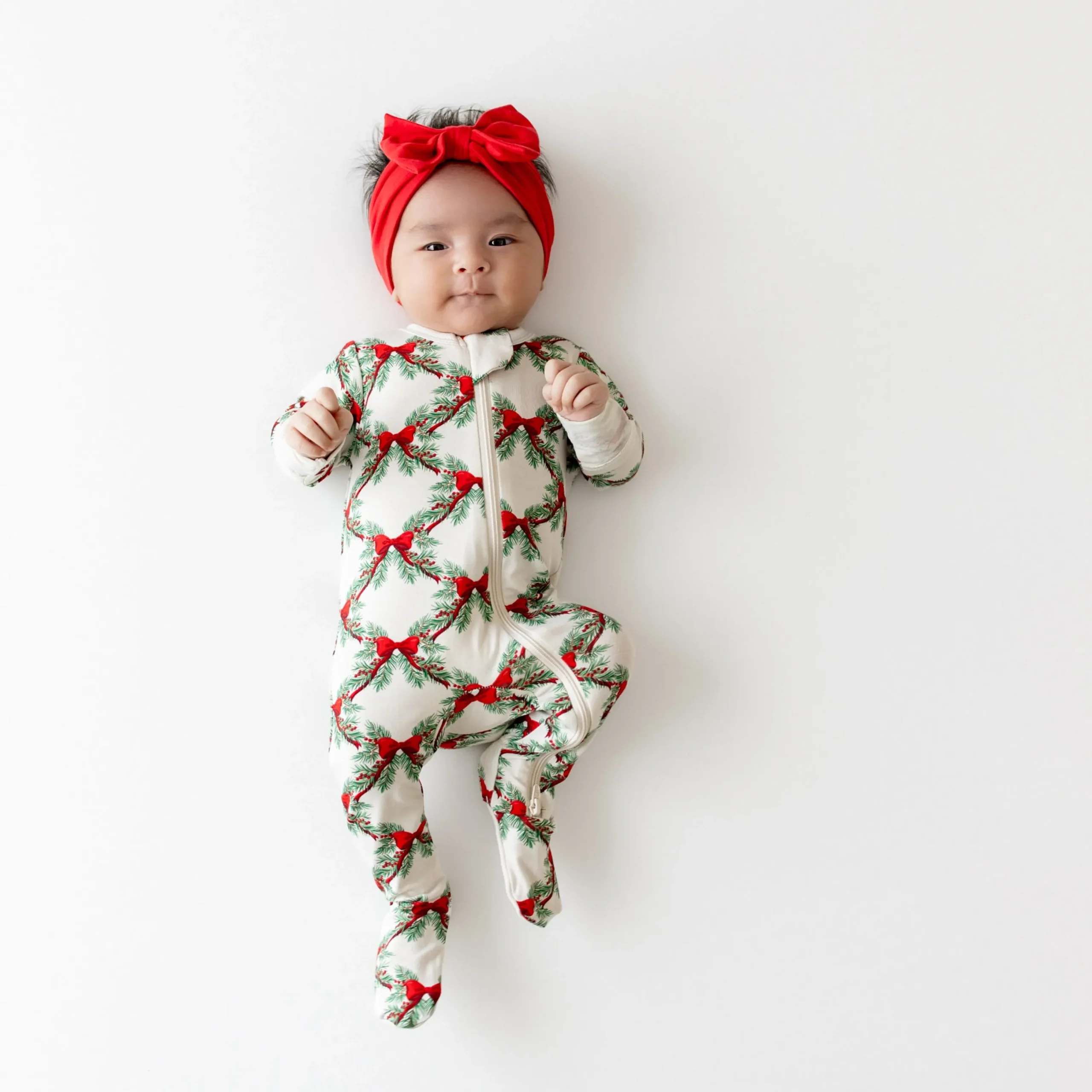Kyte Baby Zippered Footie in Holiday Bow Outlet