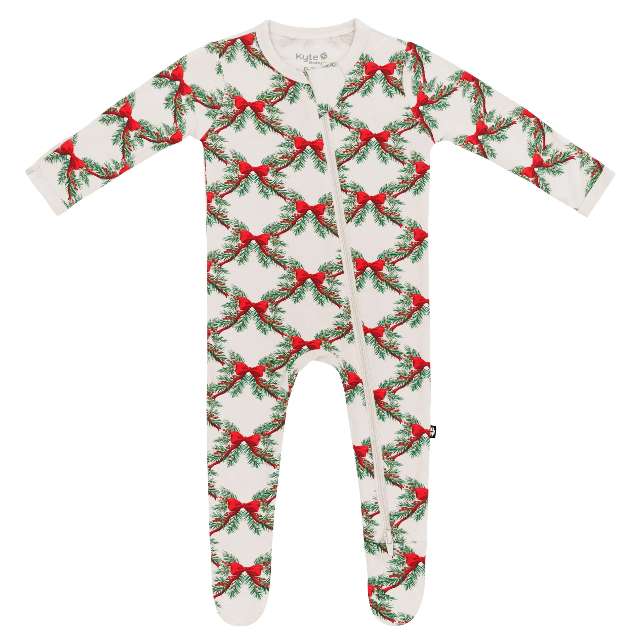 Kyte Baby Zippered Footie in Holiday Bow Outlet