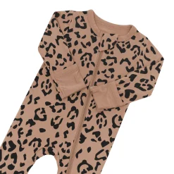 Kyte Baby Zippered Footie in Latte Leopard