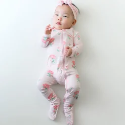 Kyte Baby Zippered Footie in Sakura Peony Hot