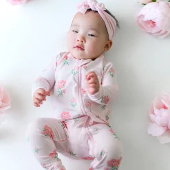 Kyte Baby Zippered Footie in Sakura Peony Hot