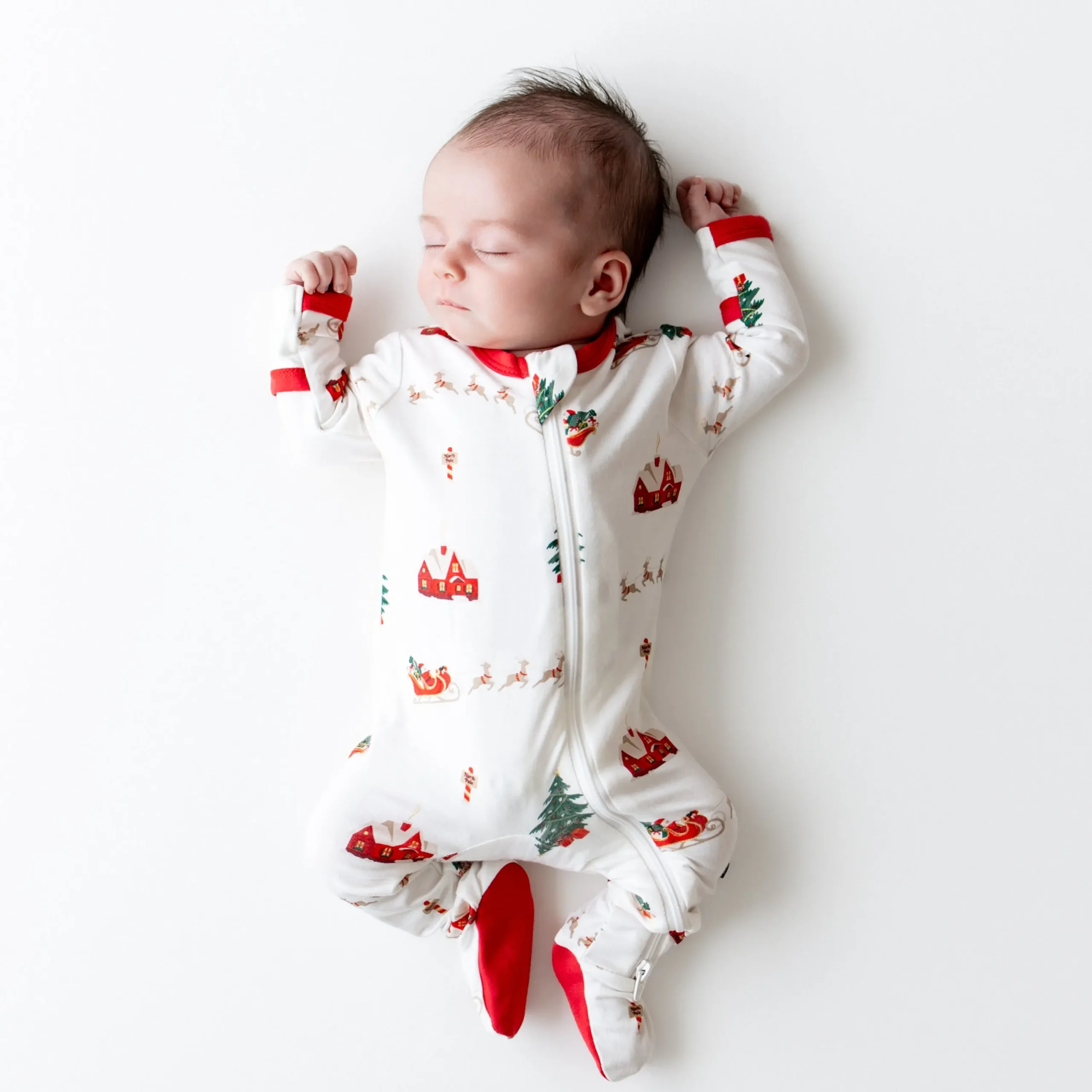 Kyte Baby Zippered Footie in Santa Sleigh Clearance