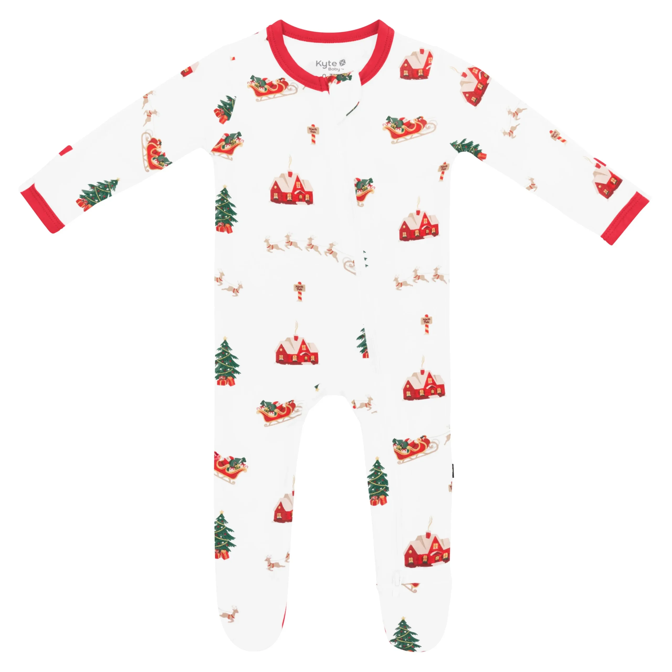 Kyte Baby Zippered Footie in Santa Sleigh Clearance