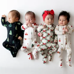 Kyte Baby Zippered Footie in Santa Sleigh Clearance