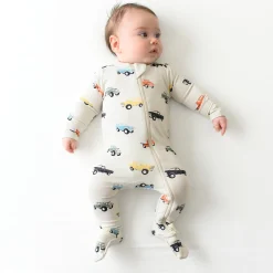 Kyte Baby Zippered Footie in Vintage Truck Hot