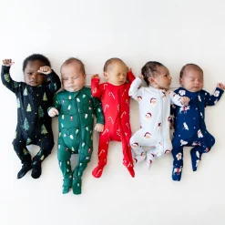 Kyte Baby Zippered Footie in Vintage Santa New