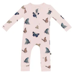 Kyte Baby Zippered Romper in Blush Butterfly Clearance