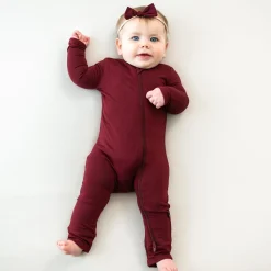 Kyte Baby Zippered Romper in Burgundy Hot