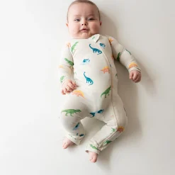 Kyte Baby Zippered Romper in Ecru Roar Best
