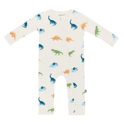 Kyte Baby Zippered Romper in Ecru Roar Best