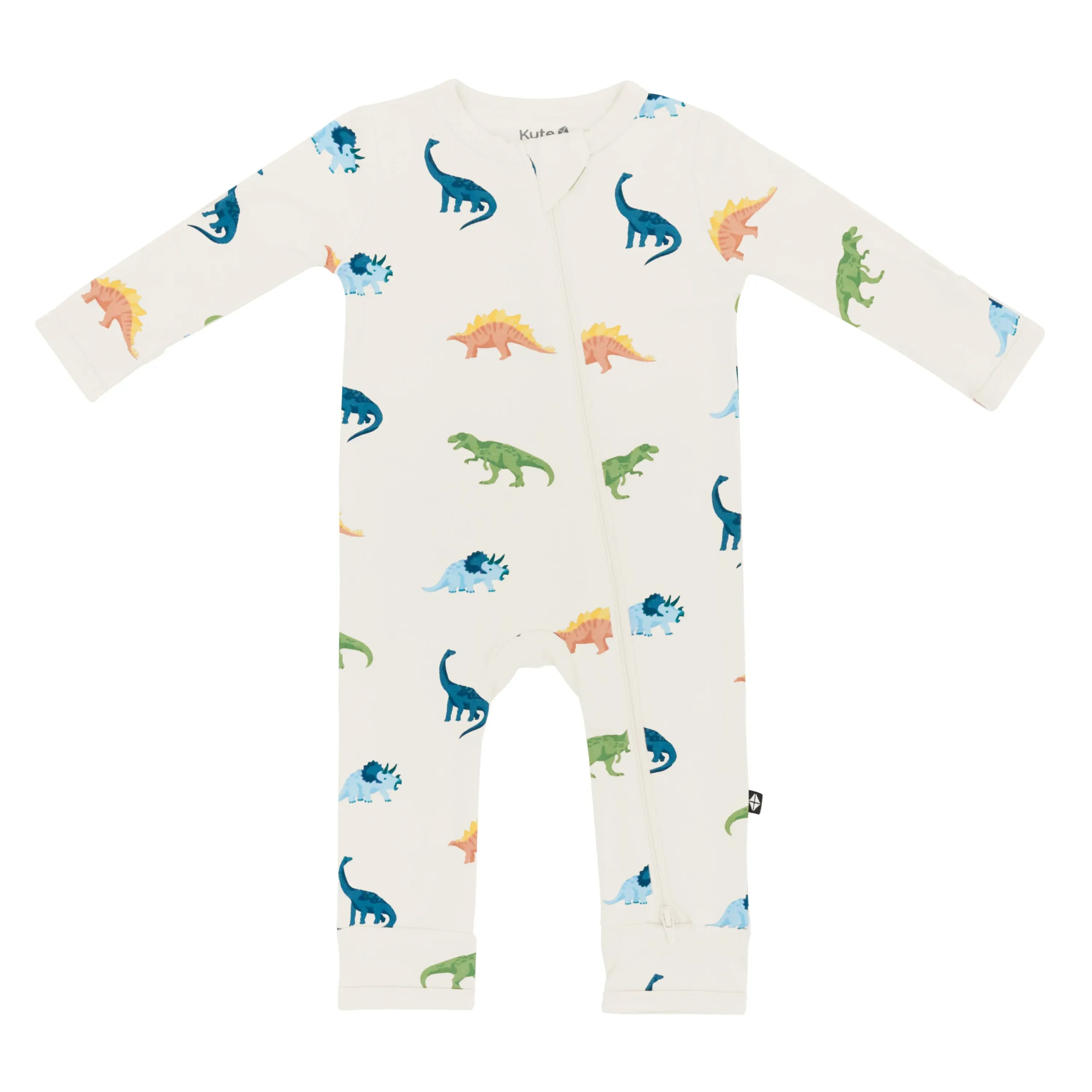 Kyte Baby Zippered Romper in Ecru Roar Best