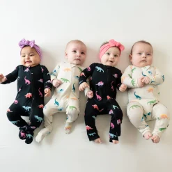 Kyte Baby Zippered Romper in Ecru Roar Best