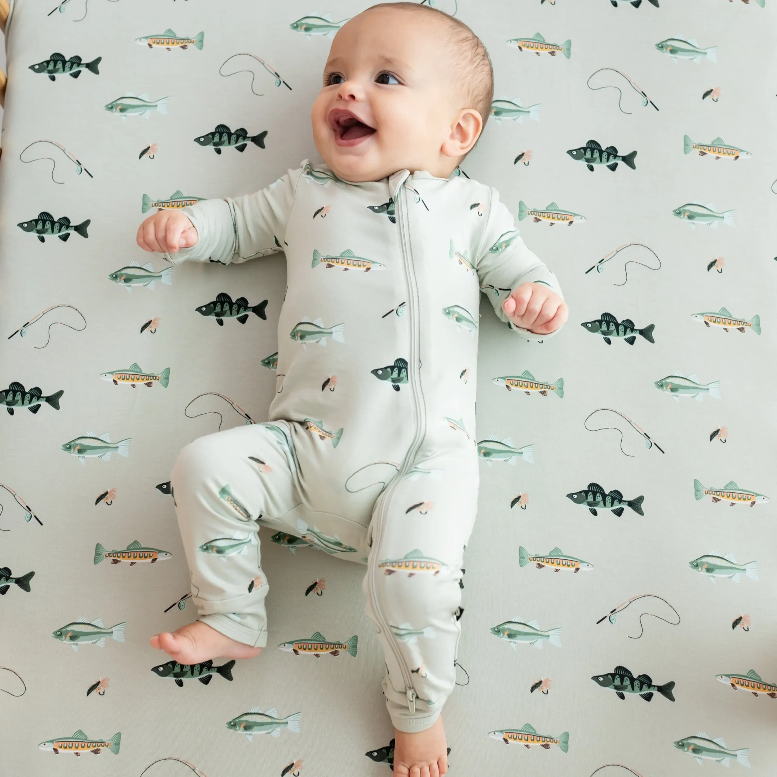 Kyte Baby Zippered Romper in Fishing Hot