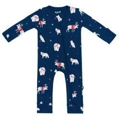 Kyte Baby Zippered Romper in Frosty Friends Hot