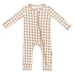 Kyte Baby Zippered Romper in Gingham Bisque Hot