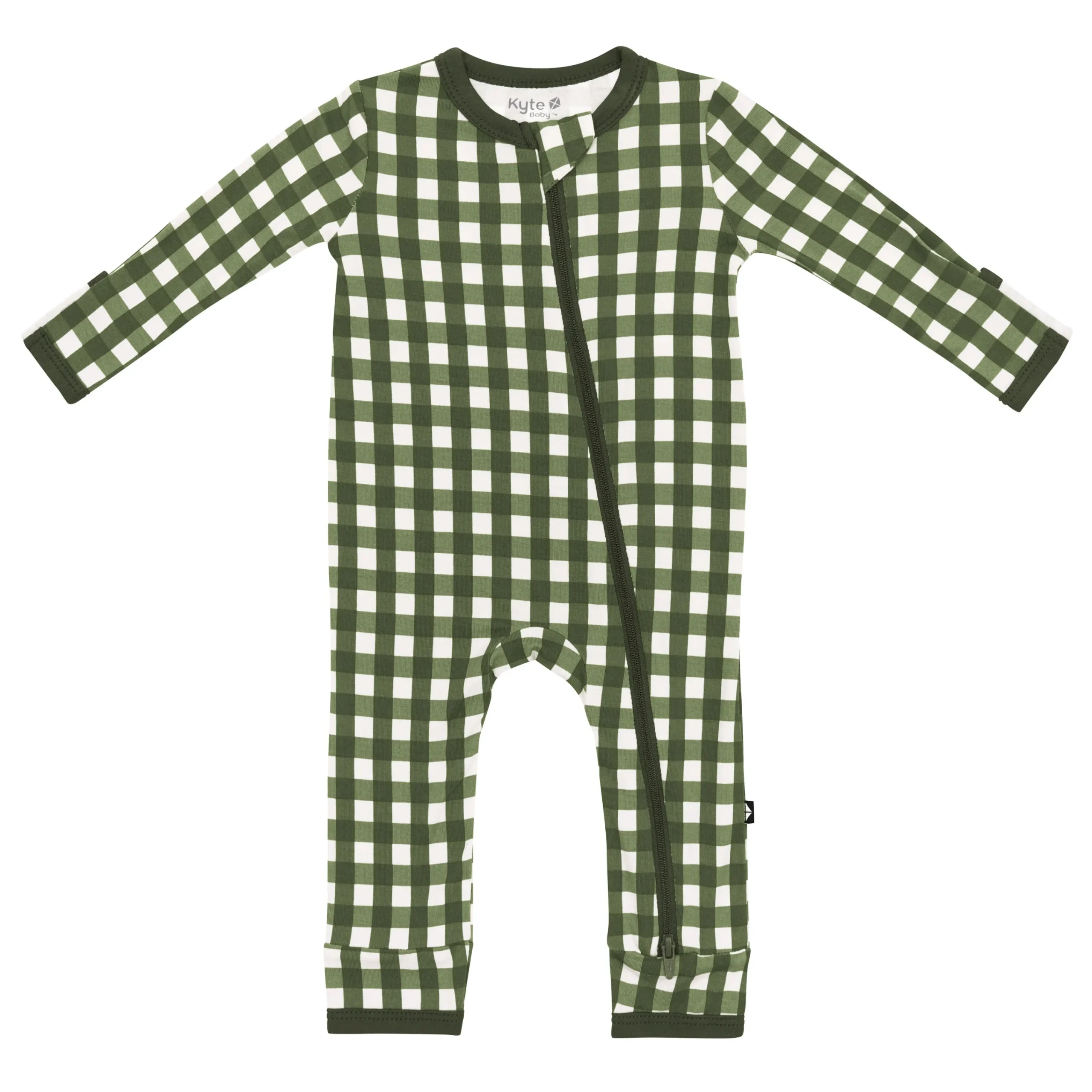 Kyte Baby Zippered Romper in Gingham Fir Best