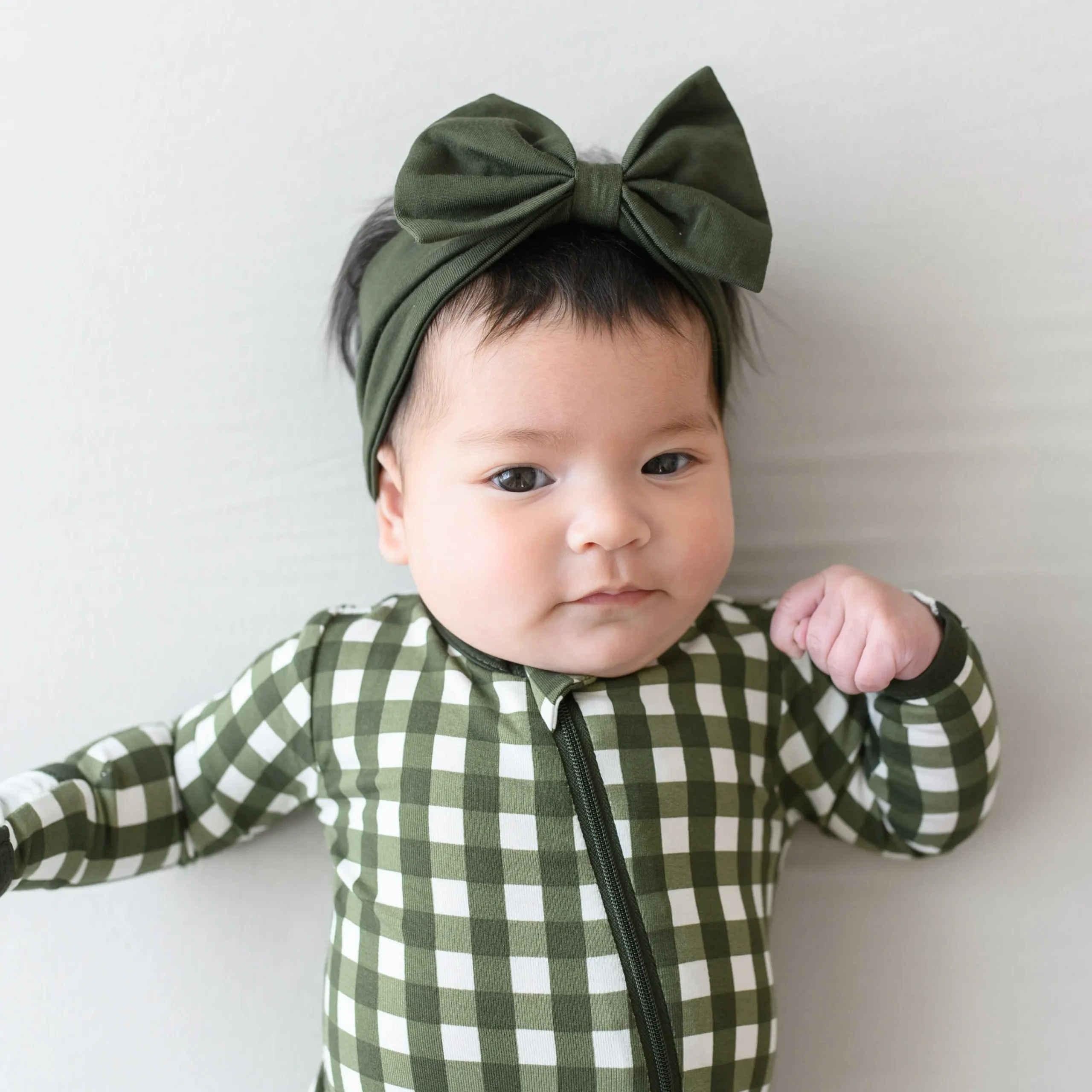 Kyte Baby Zippered Romper in Gingham Fir Best