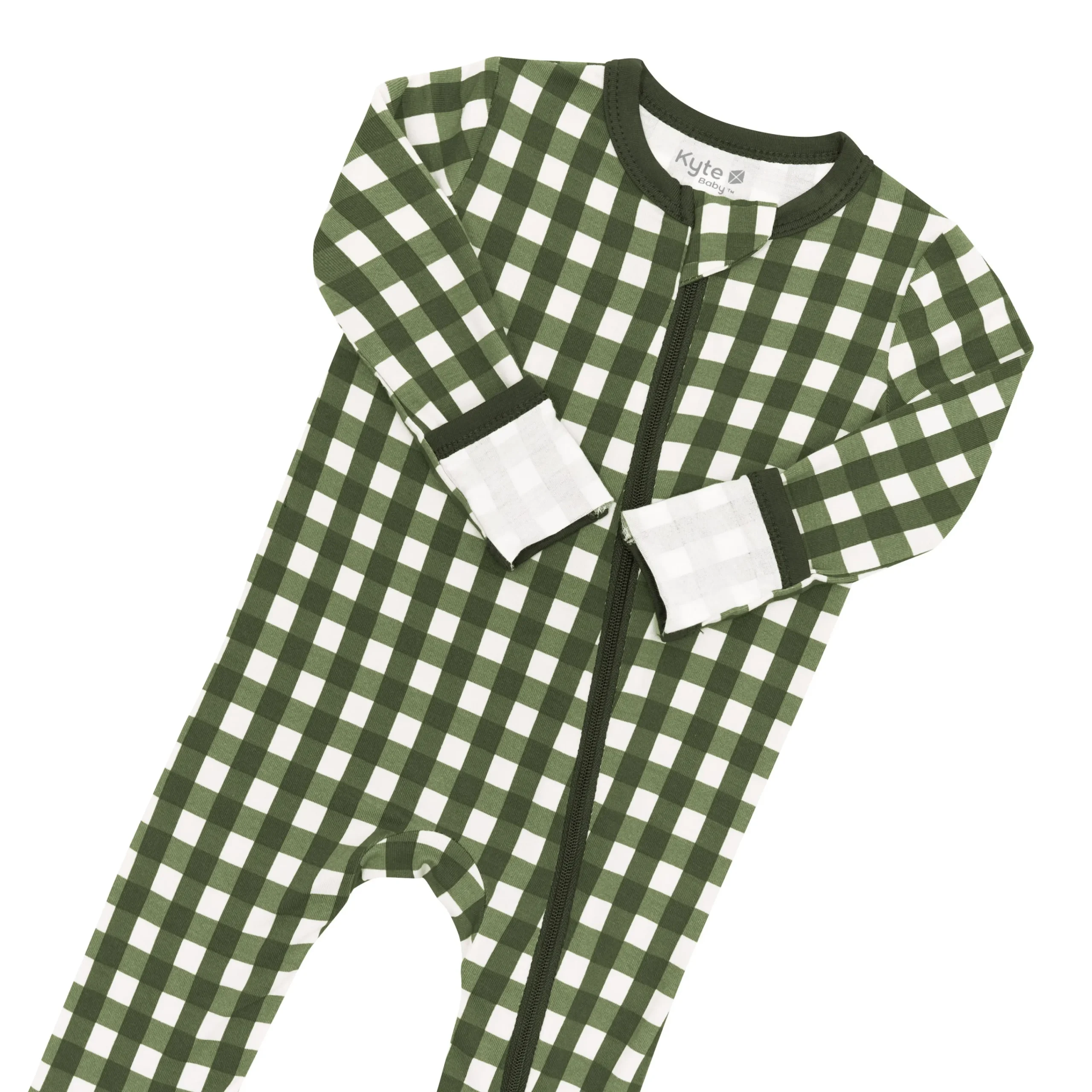 Kyte Baby Zippered Romper in Gingham Fir Best