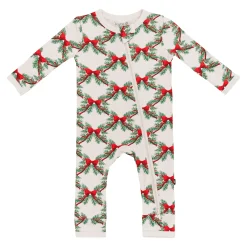 Kyte Baby Zippered Romper in Holiday Bow Outlet