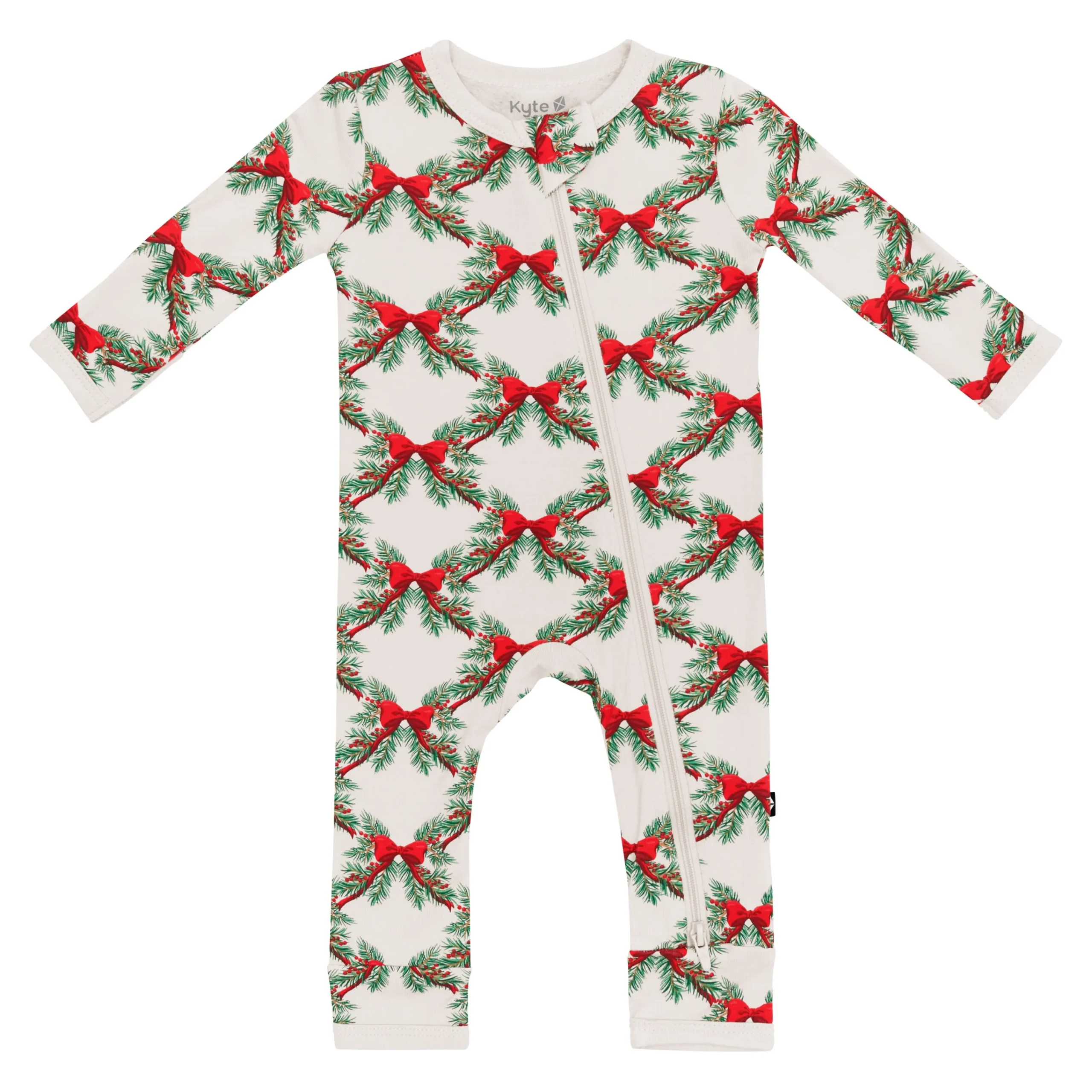 Kyte Baby Zippered Romper in Holiday Bow Outlet