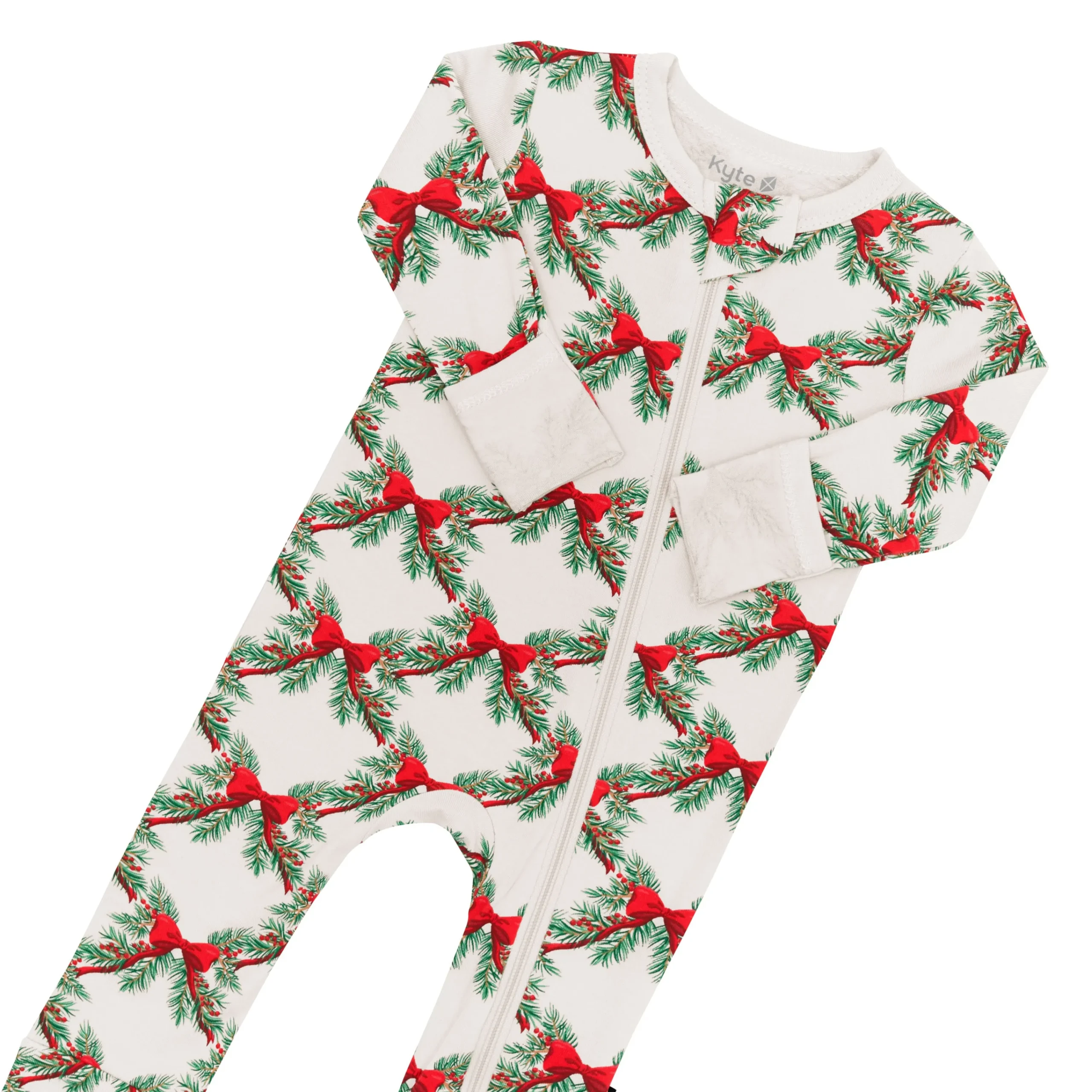 Kyte Baby Zippered Romper in Holiday Bow Outlet
