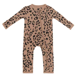 Kyte Baby Zippered Romper in Latte Leopard New