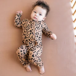 Kyte Baby Zippered Romper in Latte Leopard New