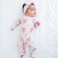 Kyte Baby Zippered Romper in Sakura Peony Hot