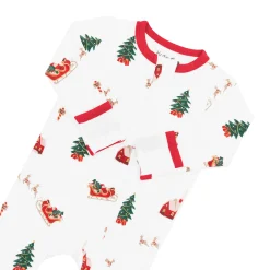 Kyte Baby Zippered Romper in Santa Sleigh Clearance
