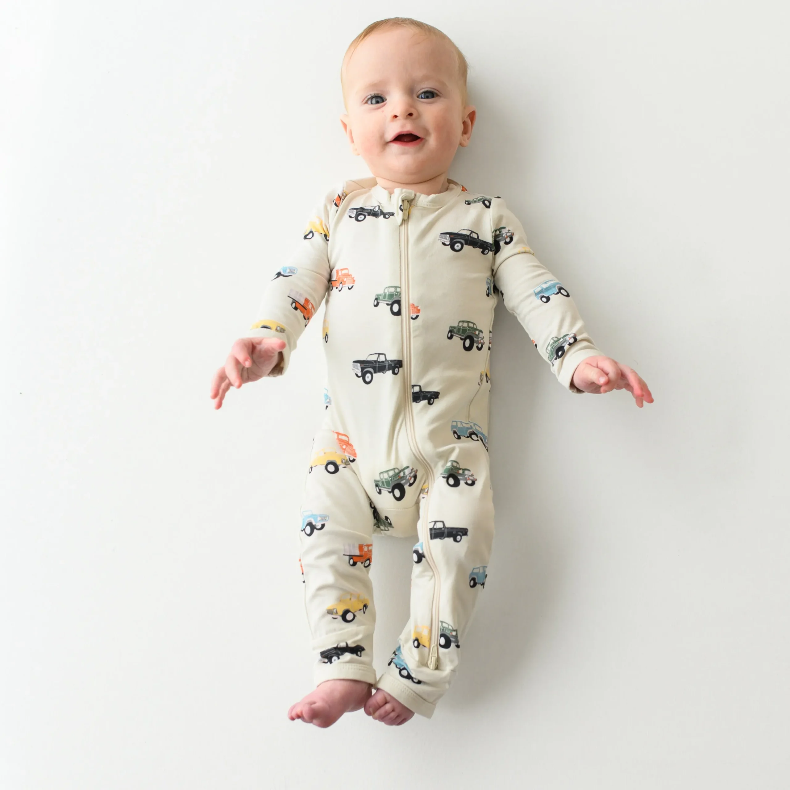 Kyte Baby Zippered Romper in Vintage Truck Clearance