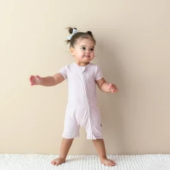 Kyte Baby Zippered Shortall Romper in Blush Discount