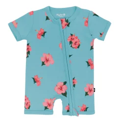Kyte Baby Zippered Shortall Romper in Hibiscus Discount