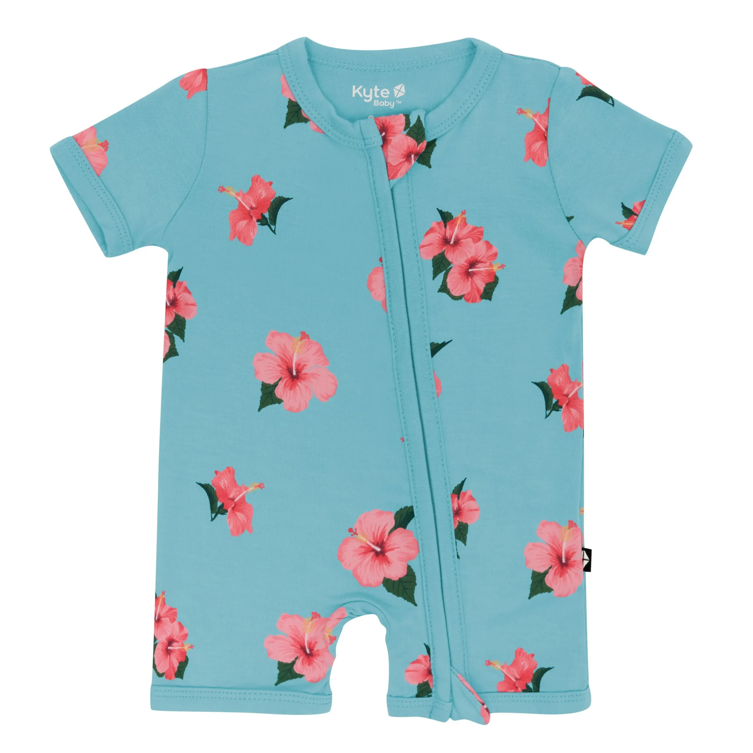 Kyte Baby Zippered Shortall Romper in Hibiscus Discount